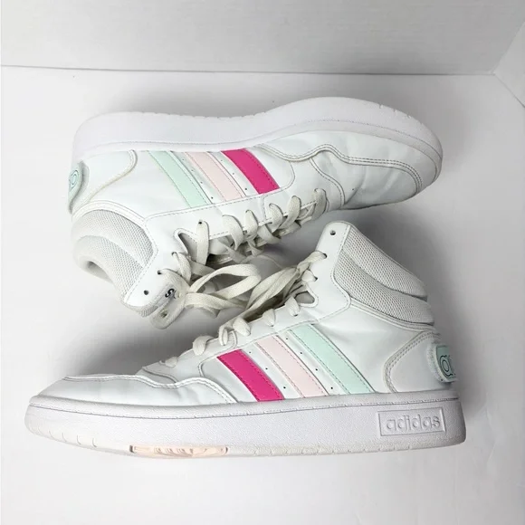 Adidas Hoops 3.0‎ Mid Classic World Friends Sneaker High Top Shoes Womens Sz 8.5 - Picture 2 of 8